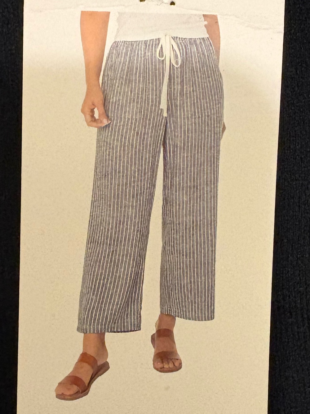 Roxy linen blend pant elastic waist and pockets